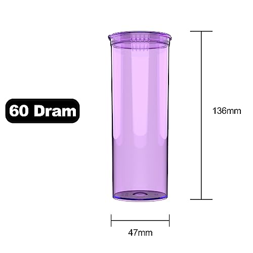 60 Dram CR Plastic Packaging Pop Top Containers - Child Resistant Travel Holder Vial Bottles - 75 qty (Translucent Purple) - color: Translucent Purple