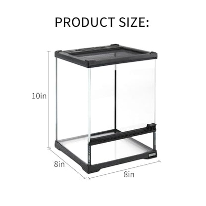 Mini Reptile Glass Terrarium Tank 8"*8"*10" Full View with Front Opening Door,Amphibians Enclosure Habitat Cage for Leopard Gecko Tarantula Young Lizard Hermit Crab Frog Insects Breeding - size: 8x8x10 inch