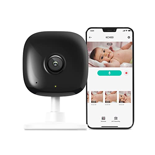 Kasa 2K+ Indoor Wired Security Camera, Baby & Pet Monitor, KC400 | Person/Motion/Baby Cry Detection, 2-Way Audio, Night Vision, Subscription-Free Local Storage or Optional Cloud - color: White, 2K