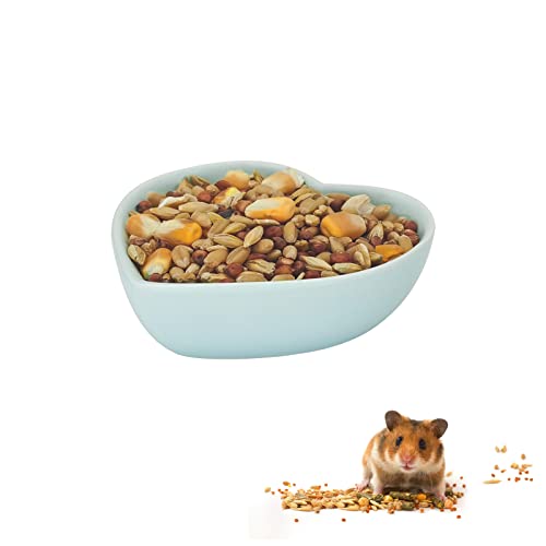 Ceramic Hamster Food Bowl, 1.2oz Durable Heart Hamster Water Dish for Hamsters/Birds/Snakes/Turtle, Easy to Wash and Prevent Tipping (Blue, 1pc) - color: Blue, size: 1pc