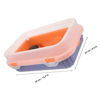 Abaodam Turtle Tank with Basking Platform and Ramp Small Orange-Blue Amphibious Habitat for Aquatic Turtles and Tortoises with Drainage System for Reptile Pets