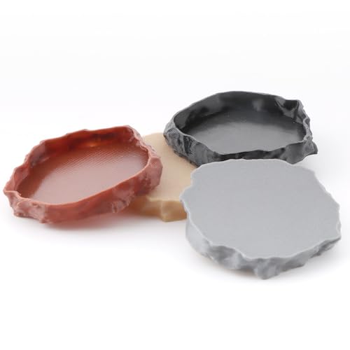 4 Pack Hermit Crab Food Bowl Round Water Dish Feeding Dish for Hermit Crab Turtle Snail Millipede Small Reptiles