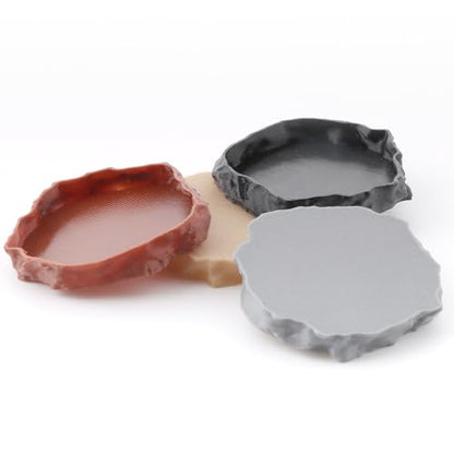 4 Pack Hermit Crab Food Bowl Round Water Dish Feeding Dish for Hermit Crab Turtle Snail Millipede Small Reptiles