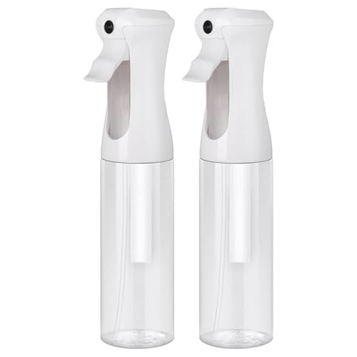 VIGOR PATH Continuous Spray Bottle for Hair – Fine Mist Mister for Hairstyling, Cleaning, Plants, Pets, Barbers, Salons, and Essential Oil Applications (300ml/10.1 oz) Clear 2 Pack