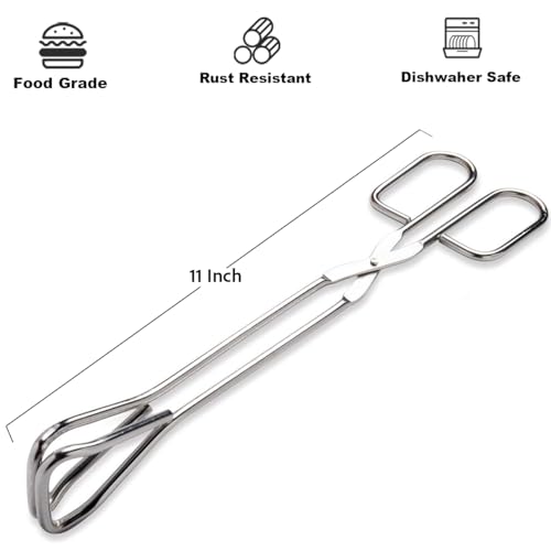 Hiash 11" Heavy Duty Stainless Steel Kitchen Scissor Tongs with Comfortable Ergonomic Grip, Heat Resistant tongs for Cooking & BBQ - size: 11 Inch