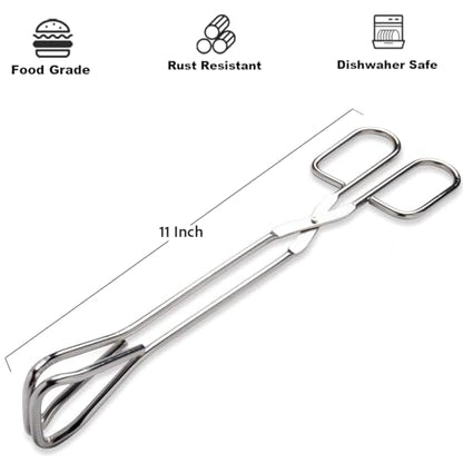 Hiash 11" Heavy Duty Stainless Steel Kitchen Scissor Tongs with Comfortable Ergonomic Grip, Heat Resistant tongs for Cooking & BBQ - size: 11 Inch