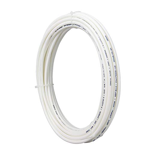 White 3/8" RO Tubing at 70°F-120PSI to 150°F-60PSI 1/4" Flexible water pipes 1/4-inch Plastic NSF Certified CCK Tubing(15 Feet) - color: White 3/8" O.D. 15FT (5M)