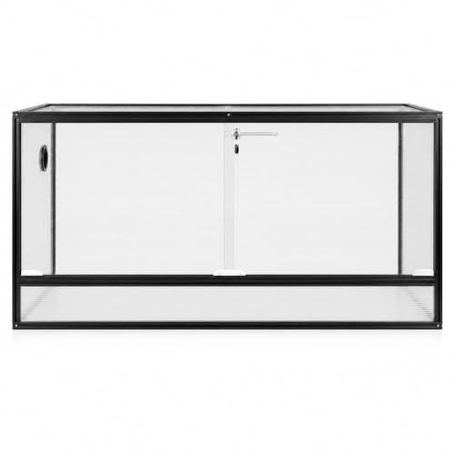 120 Gallon Bearded Dragon Tank, 48x24x24 Reptile Enclosure | 4x2x2 Reptile Terrarium, Aluminum Frame, 304 Stainless Steel Mesh Top,Tempered Glass Sliding Doors, Stackable Design