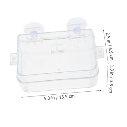HANABASS Reptile Feeding Bowl Cup Transparent -Escape and Food for Lizards Geckos Bearded Dragons and Chameleons Easy to Clean and Maintain - color: Transparent, size: 13.50X6.50X3.50CM