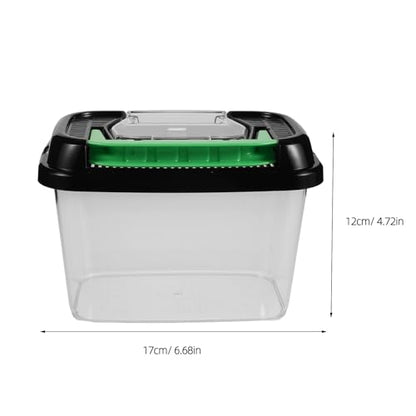 Clear Turtle Tank with Lid - Plastic Reptile Case Portable Animal Breeding Box for Tortoise Frog Spider Lizard Indoor Pet Feeding and Hatching Enclosure