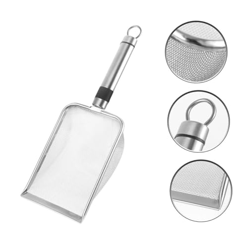 Stainless Steel Cat Litter Scoop and Reptile Litter Shovel with 1.5x1.5mm Mesh Sifter for Pet Waste Cleaning and Small Animal Bedding Maintenance