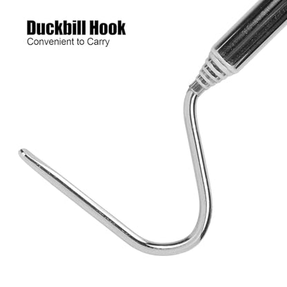 Retractable Snake Hook | Stainless Steel Extending Snake Hook for Safe Handling/Catching/Moving | Duckbill Hook Head Guards Skin | 27 Inch Telescopic Rod