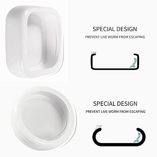 Reptile Food Bowls Ceramic Reptile Water Food Dish (White, Medium-2Pack)