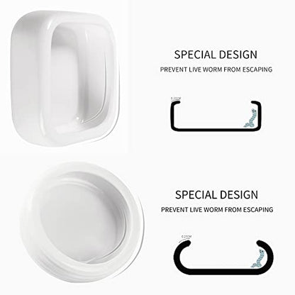 Reptile Food Bowls Ceramic Reptile Water Food Dish (White, Medium-2Pack)