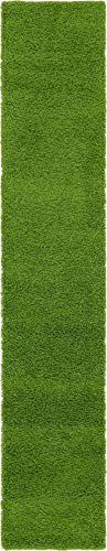 Unique Loom Solid Shag Collection Area Rug (2' 6" x 13' 1" Runner, Grass Green) - color: Grass Green, size: 2'6" x 13'1" (Runner)