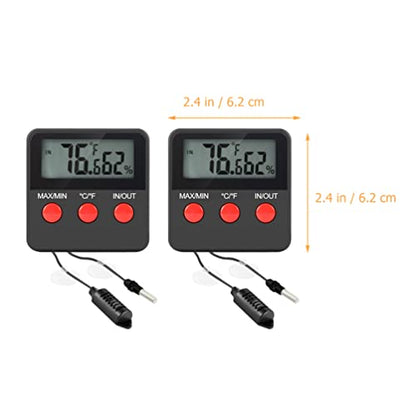 POPETPOP 2sets Digital Thermometer Hygrometer for Reptile Boxes Accurate Humidity Measurement for Turtle and Lizard Tanks Display for Incubation Monitoring