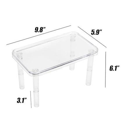 Hamster Platform 4Pcs Acrylic Small Animal Stand Climbing Toy Stuff with Wood Ladder for Dwarf Syrian Hamsters Gerbils Mice Sugar Glider Reptile Bird - color: Transparent(2PCS)