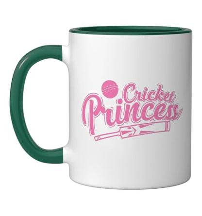 Cricket Princess Ball Sport Hobby Team Ceramic Mug, Dark Green/White, 11oz - color: Dark Green/White, size: 11 Ounces