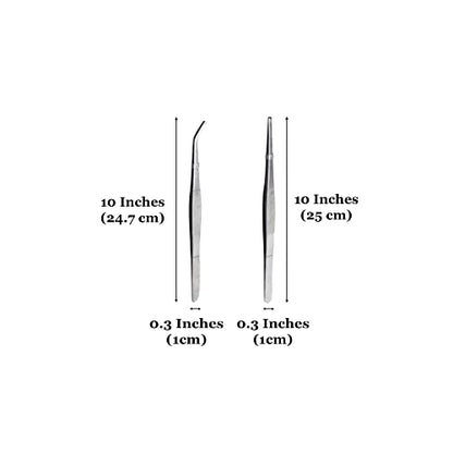 CoCoo Feeding Tongs for Reptiles, Stainless Steel Tweezers, 1 Straight Tip Nipper & 1 Curved Serrated Forcep, Feeds Mealworms, Crickets to Snakes, Geckos, Lizards, Tarantulas, 2pc