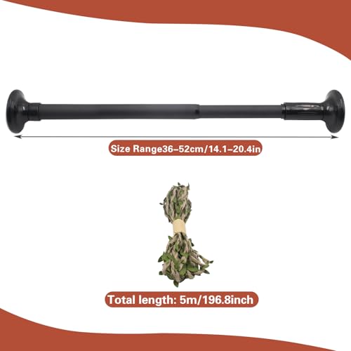 Snake Climbing Stick with Simulation Green Leaf Hemp Rope, 15.7''-19.7'' Retractable Climbing Toy for Corn Snakes, for Ball Python Lizard Leopard Gecko Terrarium Habitat Decoration