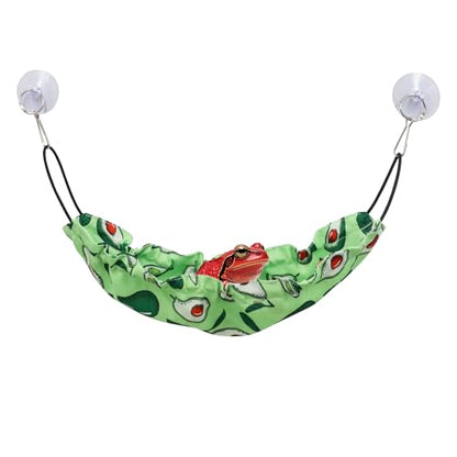 Avocado Print Frog Hammock – Stretchable Terrarium Lounger with Suction Cups for Tree Frogs, Crested Geckos & Small Reptiles | Habitat Decor with Elastic Bands