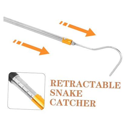 Adjustable Stainless Steel Snake Catching Tool with Telescoping Hook for Safe Handling of Various Snake Retractable for Reptile Enthusiasts