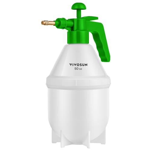 VIVOSUN 50oz Pump Sprayer, Handheld Garden Water Sprayer Bottle | with Adjustable Brass Nozzle, for Spraying Plants, Flowers, Weeds and Cleaning, Green - color: Green, size: 50oz