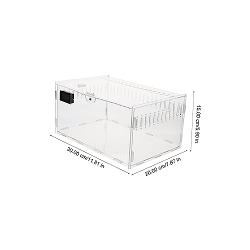 Abaodam Transparent Professional Reptile Cage with Ventilation and Hygrometer Multi Function Snake Breeding Box for Small Pets Like Geckos Spiders and Snakes Habitat for Safe Transport and
