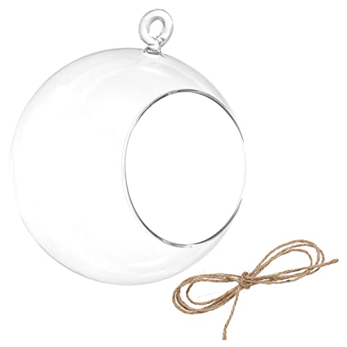PATIKIL Round Globe Terrarium Air Plant Planter, 4 Inch Clear | High Borosilicate Glass, Hanging Decorations, for Succulent, Tillandsia - size: 4 Inch