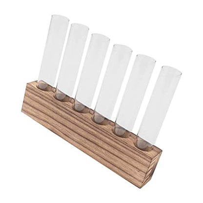 Pssopp Plant Propagation Station Glass Test Tube Plant Terrarium with Wooden Stand for Home Decor Office Living Room Garden (6 Tubes) - size: 6 Tubes