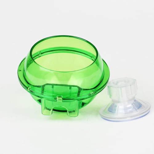 Reptile Feeding Dish with Strong Suction Cup, Translucent Anti-Escape Worm Food Bowl, Live Fodder Water Container, Green, 1PC (Green) - color: Green