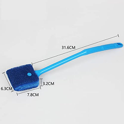 Double-Sided Fish Tank Aquarium Cleaning Sponge Brush with Non-Slip Handle Blue