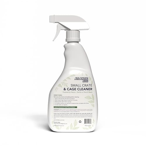 Atlantic Rush Small Animal Cage Cleaner Spray- 24oz Bottle Cage and Crate Cleaner for Guinea Pig, Hamster, Rabbit, Ferret, & Birds- Cage Cleaning Supplies Odor Eliminator