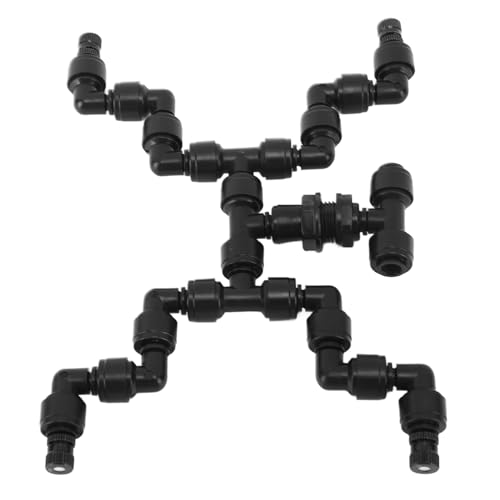 4 Head 360° Adjustable Reptile Fogger Nozzle Fine Atomization Misting System for Terrarium Vivarium Plant Humidifier 0.35in Clamping Black ABS