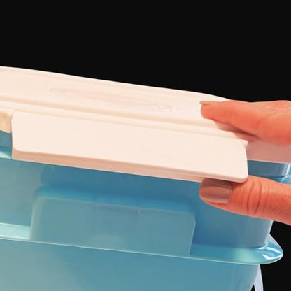 4 Gallon Square Food Grade Bucket Pail with Plastic Handles and Lid (Pack of 3) Made in USA containers (Aqua-White lids) - color: Aqua-white Lids