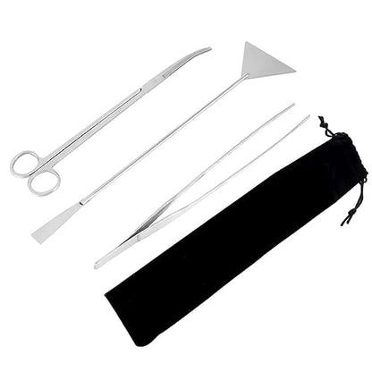 jojofuny 1Set Stainless Steel Fish Tank Cleaning Tools Aquascaping Kit for Aquatic Plant Maintenance with Pouch Durable Flexible Aquarium Supplies for Betta Fish Tanks