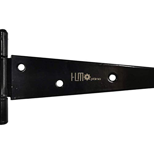 HLMOptimo Heavy Duty T Hinge, Strap Hinge, Black, Powder Coated, Steel, 8 inch, 4 pcs - size: 8 Inch, style: 4 pcs