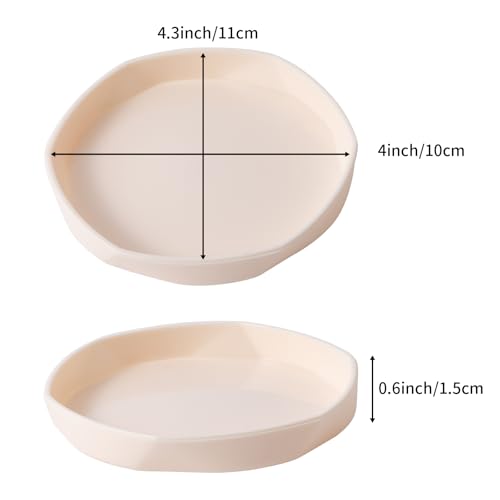 4 Pack Small Reptile Food Dish Bowl, Plastic Worm Water Dish Plate | Reptile Food Bowls for Lizard Gecko Bearded Dragon Chameleon 4" W x 4" D x 0.5" H, White and Grey - color: White and Grey