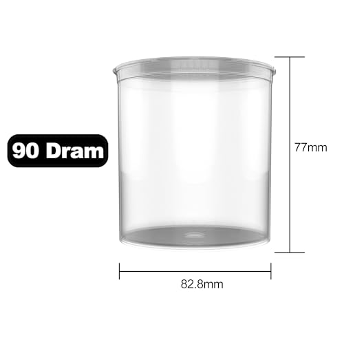 90 Dram CR Plastic Packaging Pop Top Containers - Child Resistant Travel Holder Vial Bottles - 60 qty (Clear) - color: Clear