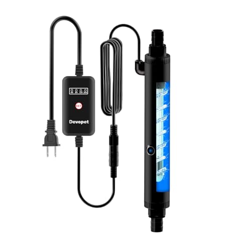 Aquarium U-V Light, Al-gae Clean Light for Fish Tank, Green Water Clean Lamp with Timer, Amphibian Aquarium U-V Lamp for in-Line and in-Tank Use, for 75-120 Gallons Fish Tanks(10W) - size: 75-120 Gallon