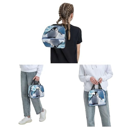 Insulated Lunch Bag Cute Penguins Baby Taking Lunch Box for Women Men Reusable Leakproof Lunch Cooler Bag for Office Picnic - color: Cute Penguins Baby Taking