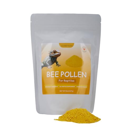 Accretion Bee Pollen for Bearded Dragons 8oz (Powder), Fine Ground Reptile Supplement for Bearded Dragons, Lizards, Turtles, Immune Support and Digestive Aid - size: Powder