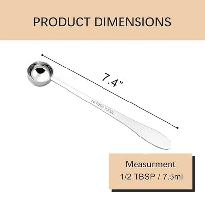 1PCS 1/2Tablespoon(1/2tbsp, 7.5ml) Extra-long Handle Measuring Spoon | 18/8(304) Stainless Steel, Food-Grade, High Precision, Durable, ‌Rust-Free, Dishwasher-Safe, Easy-Read Marking - size: 1/2tbsp|7.5ml