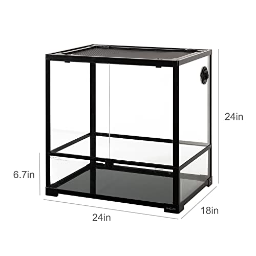 REPTIZOO 45 Gallon Glass Reptile Terrarium 24" x 18" x 24" Knock-Down Reptile Tank with Double Hinge Door and Top Screen Ventilation Easy Assembly Terrarium - size: 24" x 18" x 24"