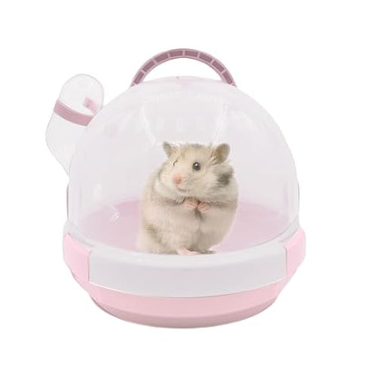 Hamster Carrier Cage Portable Cages Small Animals Carry Travel Case with Water Bottle Plastic Breathable Guinea Pig Outgoing Cage for Dwarf Hamster Ferret Chinchillas Hedgehog (Pink) - color: 【Pink】