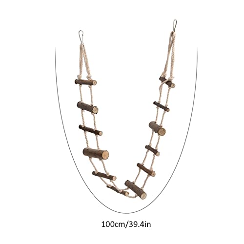 39.4in Rope Ladder Bird Ladder Wooden Bird Bridge Hamster Bridge | Rope Ladder for Small Pets Hamsters Mice Gerbils Parrots and Chinchillas