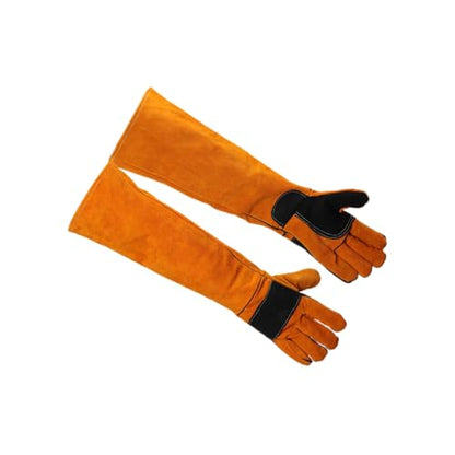 23.6Inches Heat Resistant Welding Gloves, Fire & Heat Proof Fireplace Gloves, Bite & Scratch Resistant, Heavy Duty Leather for Welding/BBQ/Wood Stove/Furnace/Oven/Forge/Animal Handling/Pet Care - size: 23.6 inches