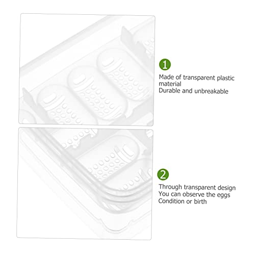 WOONEKY 2Pcs Reptile Egg Incubator Tray Compartments for Lizard and Snake Hatching Durable Transparent Breeding Box for Easy Observation of Eggs