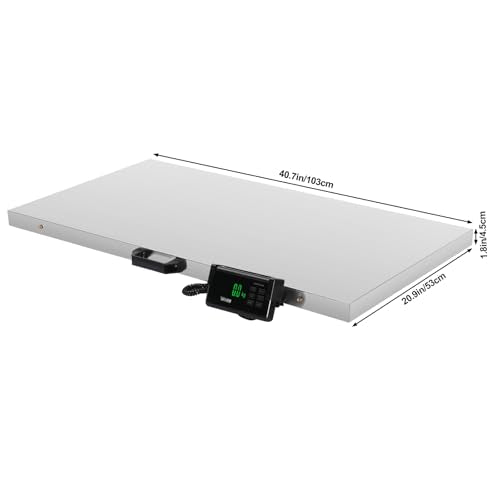 TUFFIOM 1100Lbs x 0.2Lbs Postal Digital Livestock Scale, Electronic Stainless Steel Platform Heavy Duty Vet Animal Scale,Dog Pig Goat Sheep Scale, Silvery - color: Silver