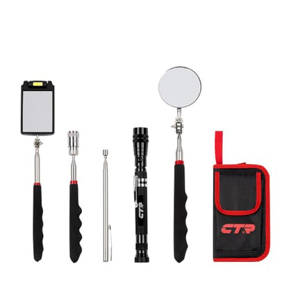 5PCS Magnetic Pickup Tool & Telescoping Inspection Mirror, Flashlight, Gifts for Men